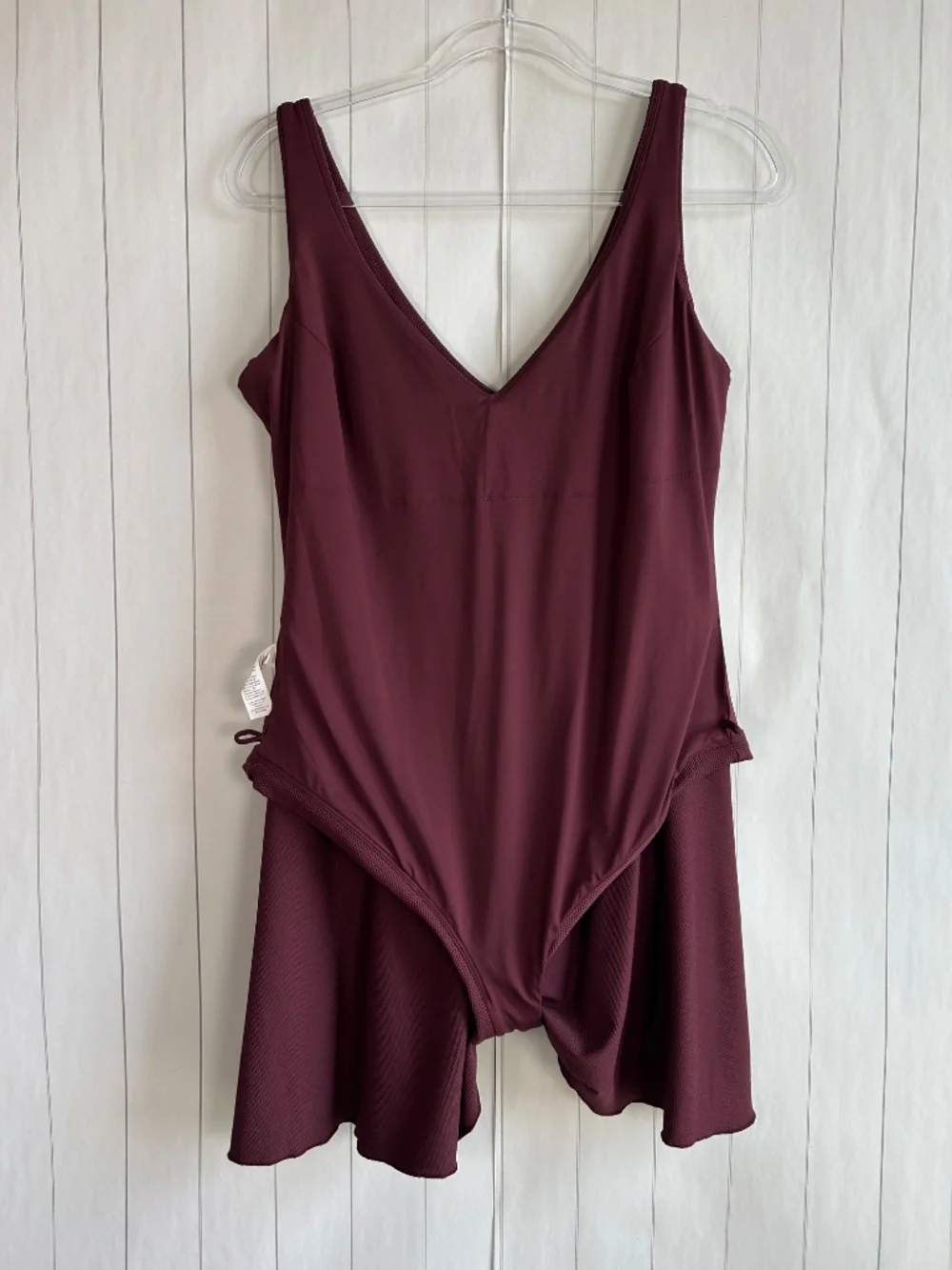 Spanx plus size 2X pike shaping swim dress burgundy v-neck UPF 50+ no padding - Picture 5 of 11